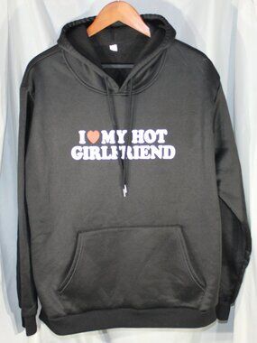 "I ❤️My Hot Girlfriend" Black lightweight Hoodie - Size L